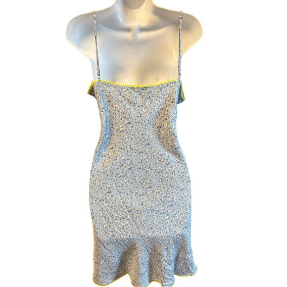 Topshop NWOT Mini Jacquard Slip Dress In Blue Ditsy Floral Size 12 Summer Flowy - Picture 3 of 9